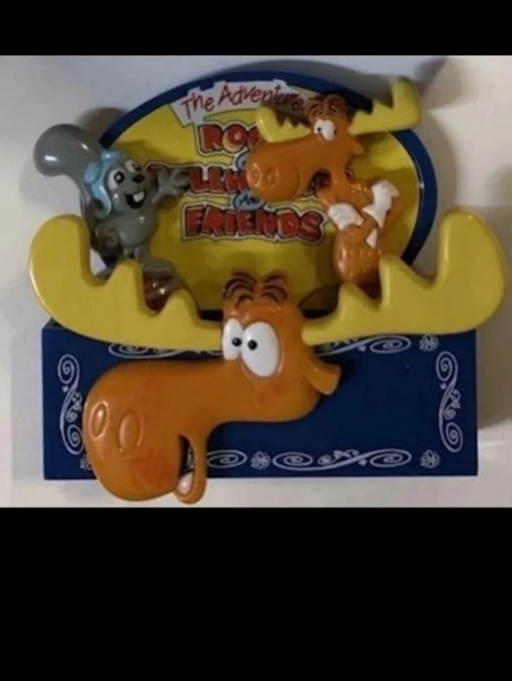 Cool Vintage Rocky and Bullwinkle 3-Piece Set Magnets Brand New.